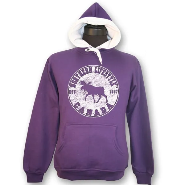 Ladies Junior Cut Fleece Hoodie sweatshirt with Moose Lifestyle design.