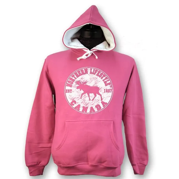 Ladies Junior Cut Fleece Hoodie sweatshirt with Moose Lifestyle design.