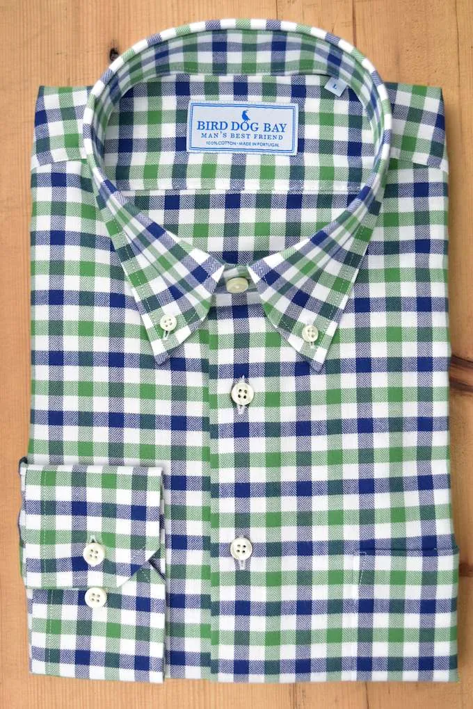 Linden: Button Down Shirt - Green/Blue