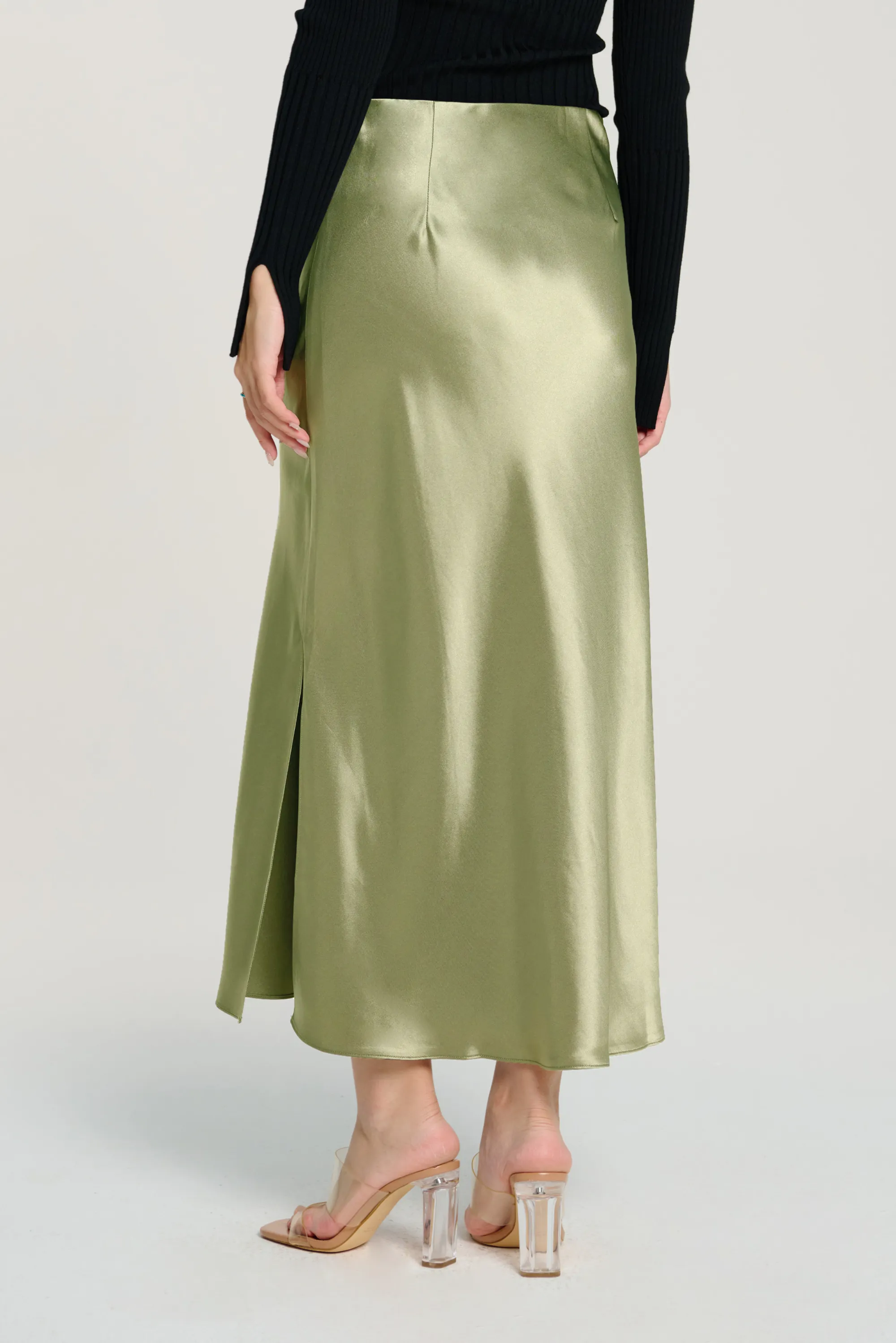 LONG GLITTER midi skirt (Green bean)