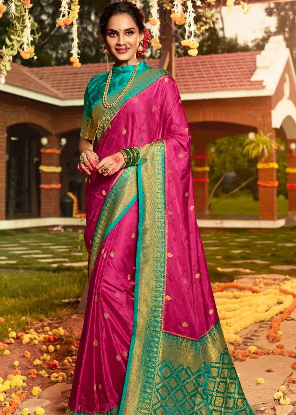 Magenta Pink Zari Woven Kanjivaram Silk Saree:Wedding Edition