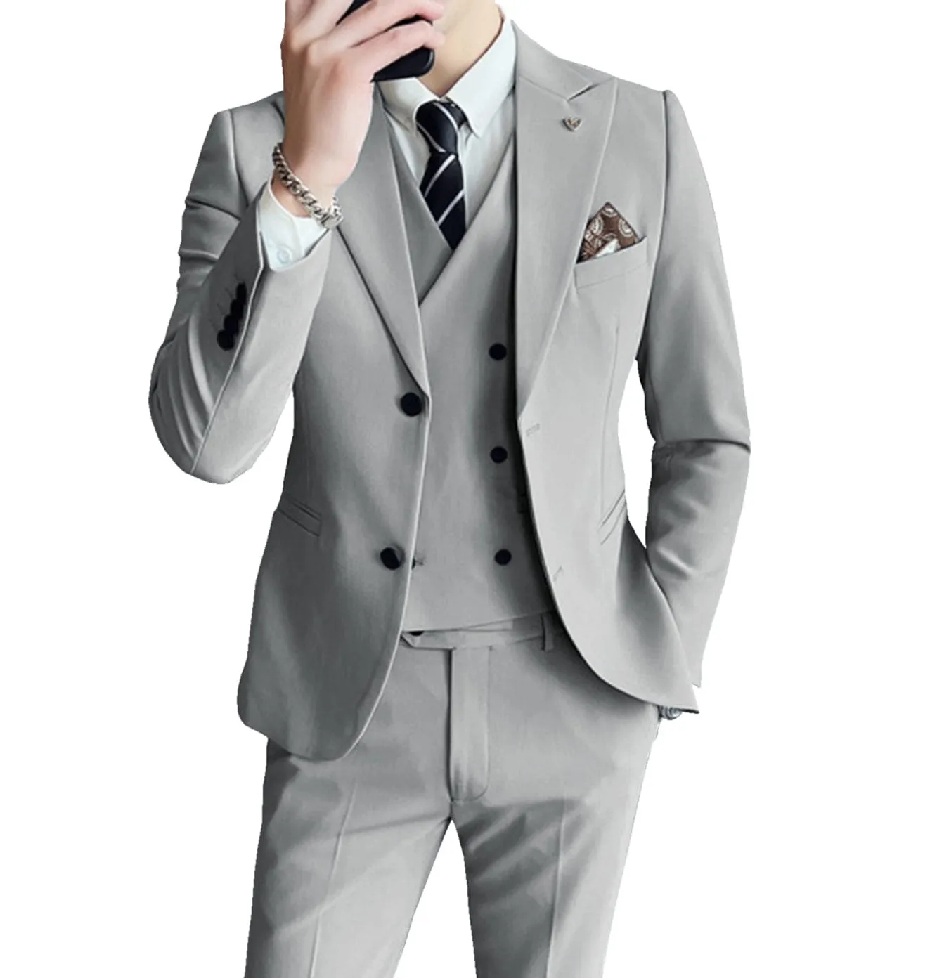 Men's 3 Pieces Regular Fashion Business Suit