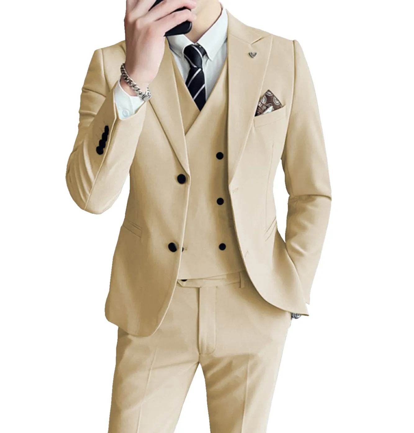 Men's 3 Pieces Regular Fashion Business Suit