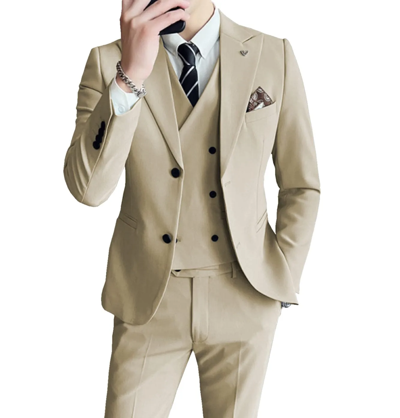 Men's 3 Pieces Regular Fashion Business Suit