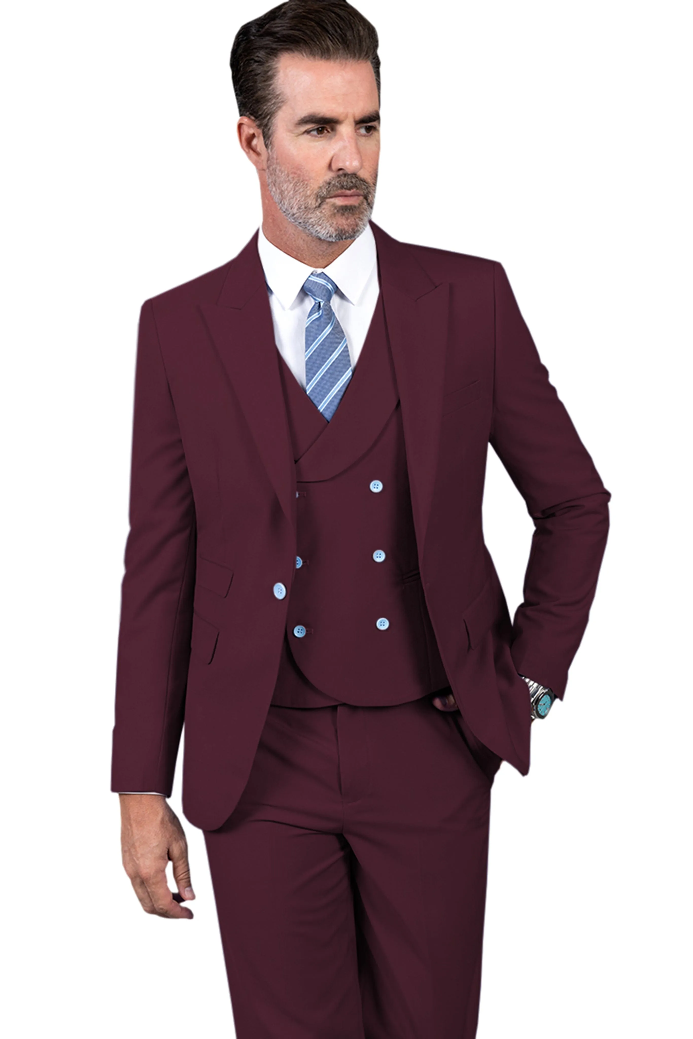 Men's 3 Pieces Slim Peak Lapel Regular Fit suit (Blazer vest Pants)