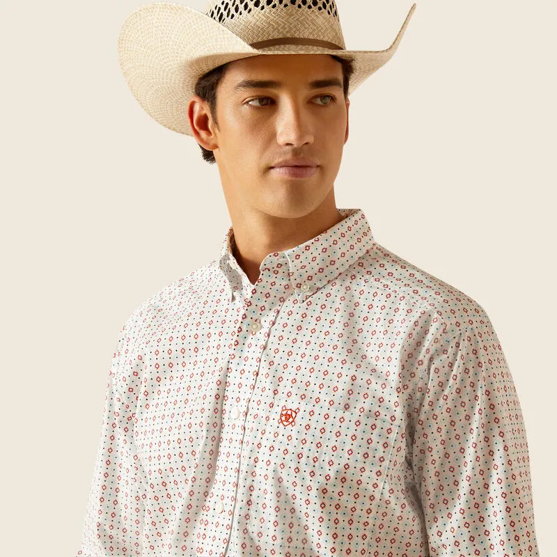 Men's Ariat Kade White Print Long Sleeve Button Down Shirt