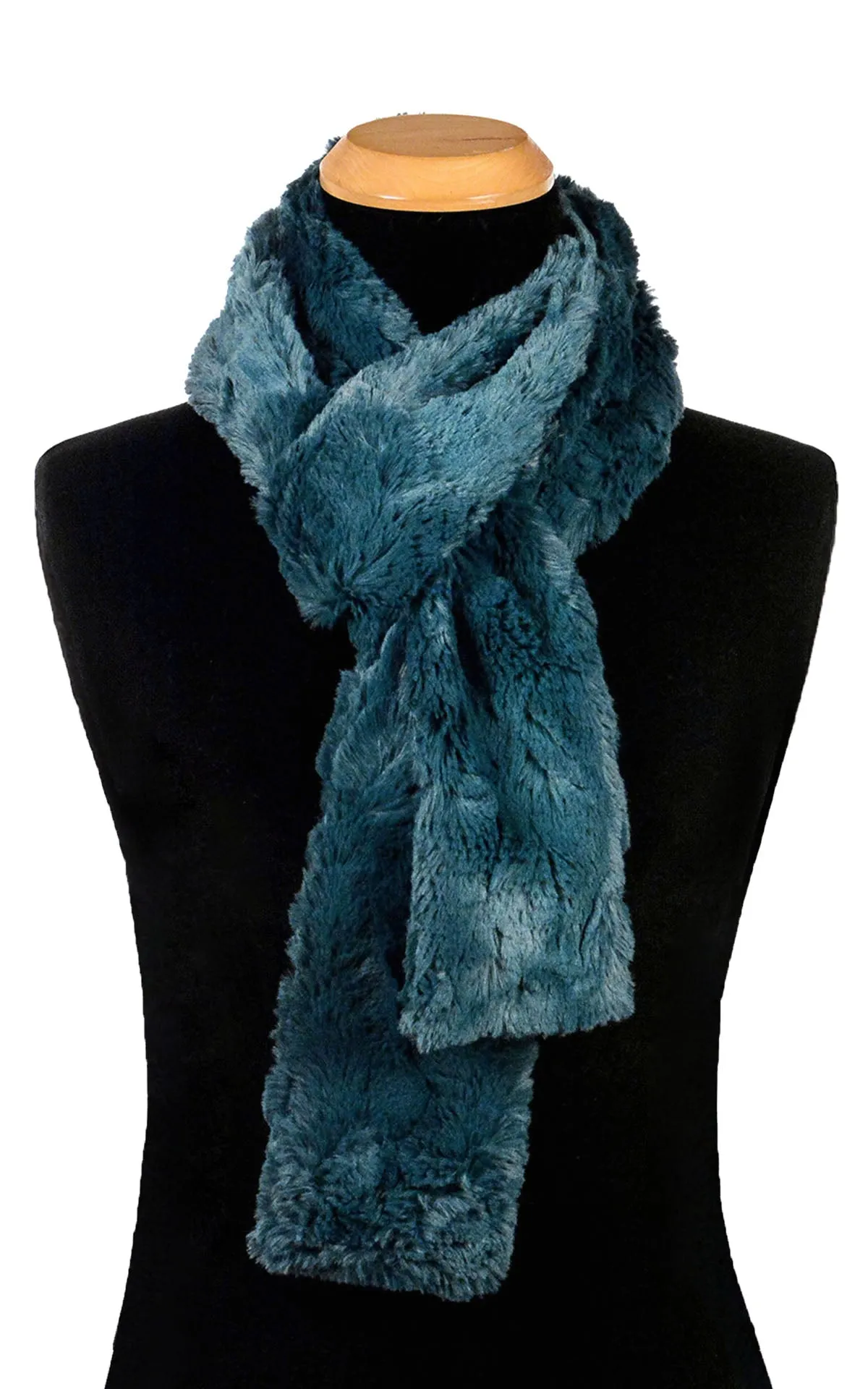 Men's Classic Scarf - Luxury Faux Fur in Peacock Pond