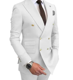 Men's Suit Casual Double Breasted 2 Piece Business Wedding (Blazer Pants)