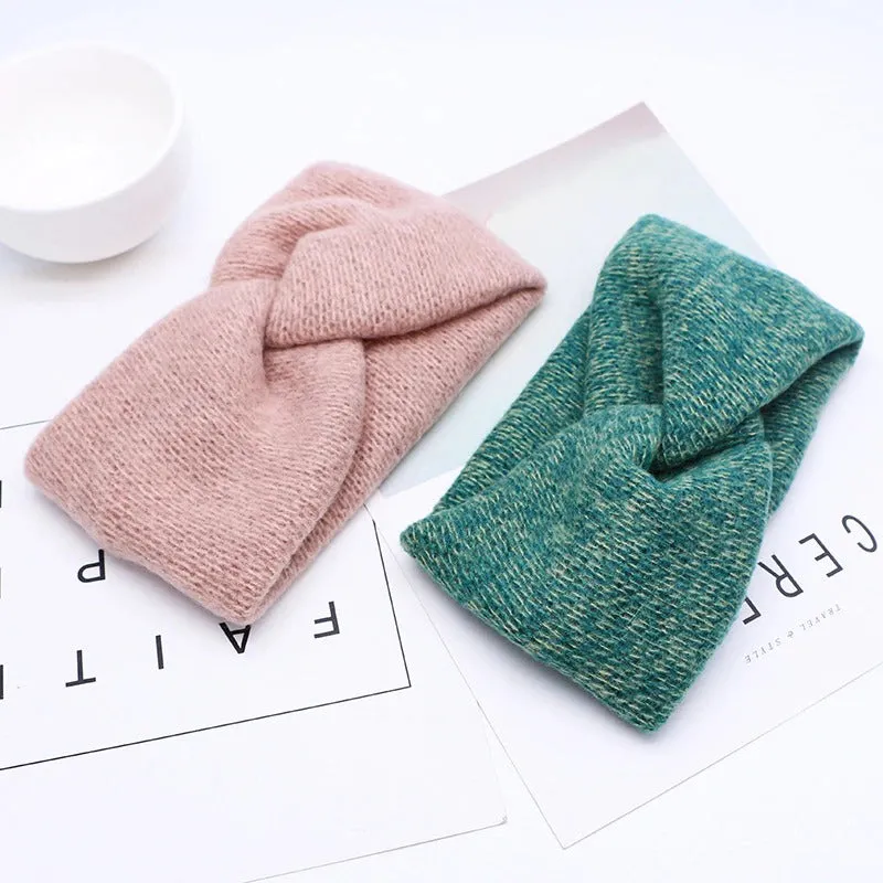 Multicolor Wide Elastic Knitted Twisted Turban Headbands