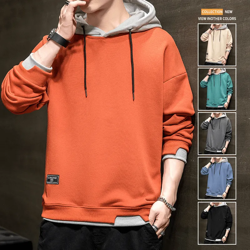 NEW Men's Casual Contrast Pullover Hoodie