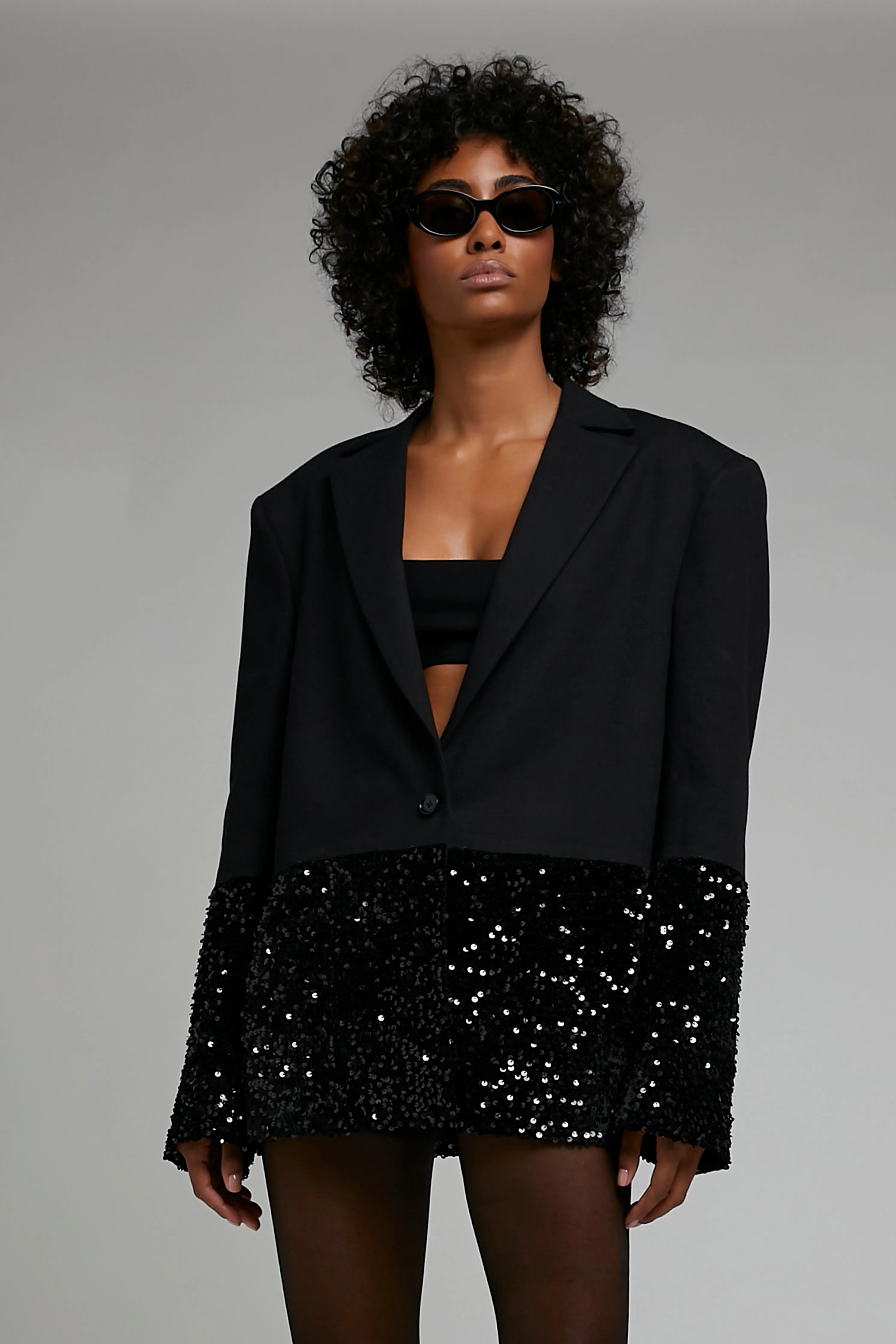 OVERSIZED HALF SEQUIN BLAZER