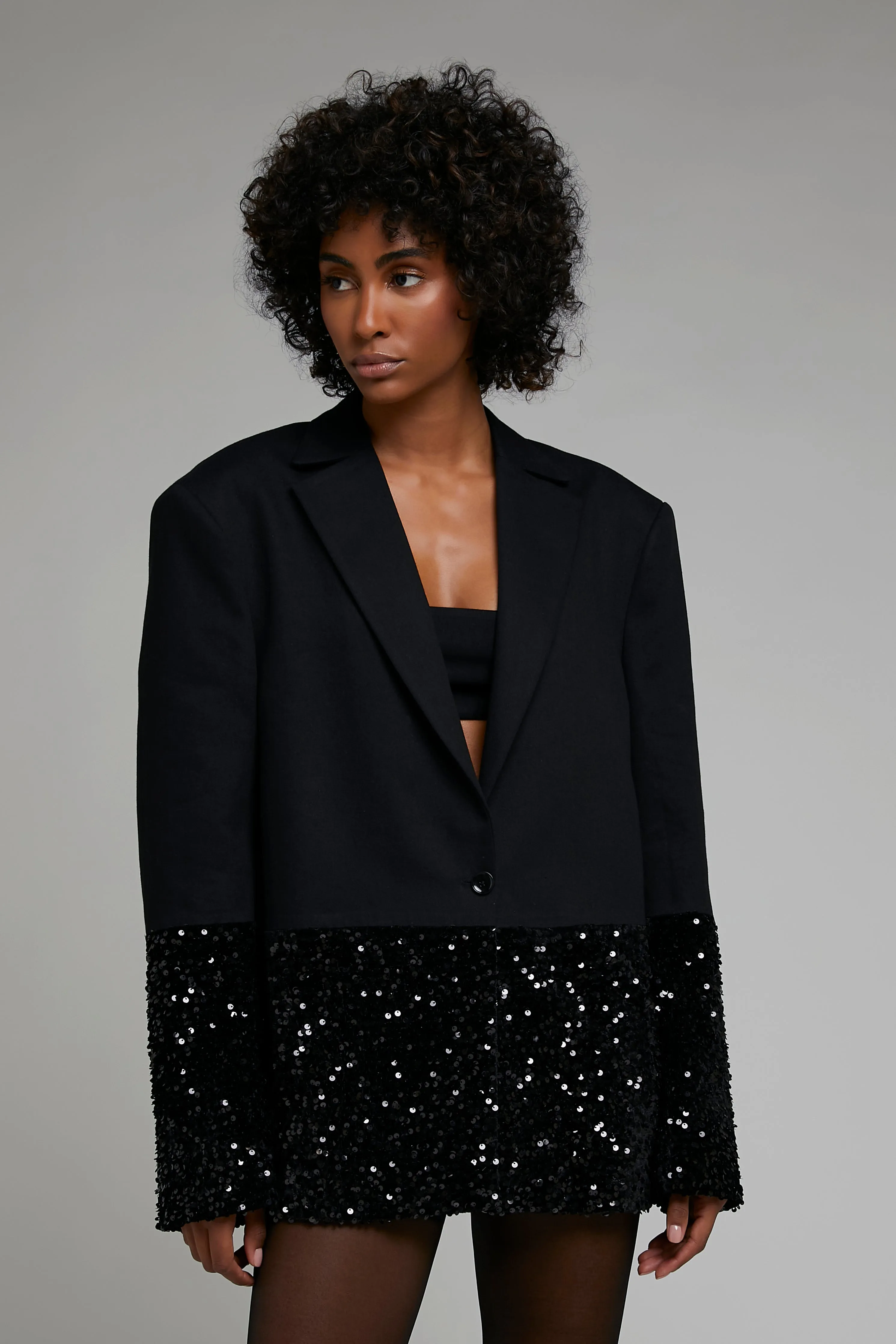 OVERSIZED HALF SEQUIN BLAZER