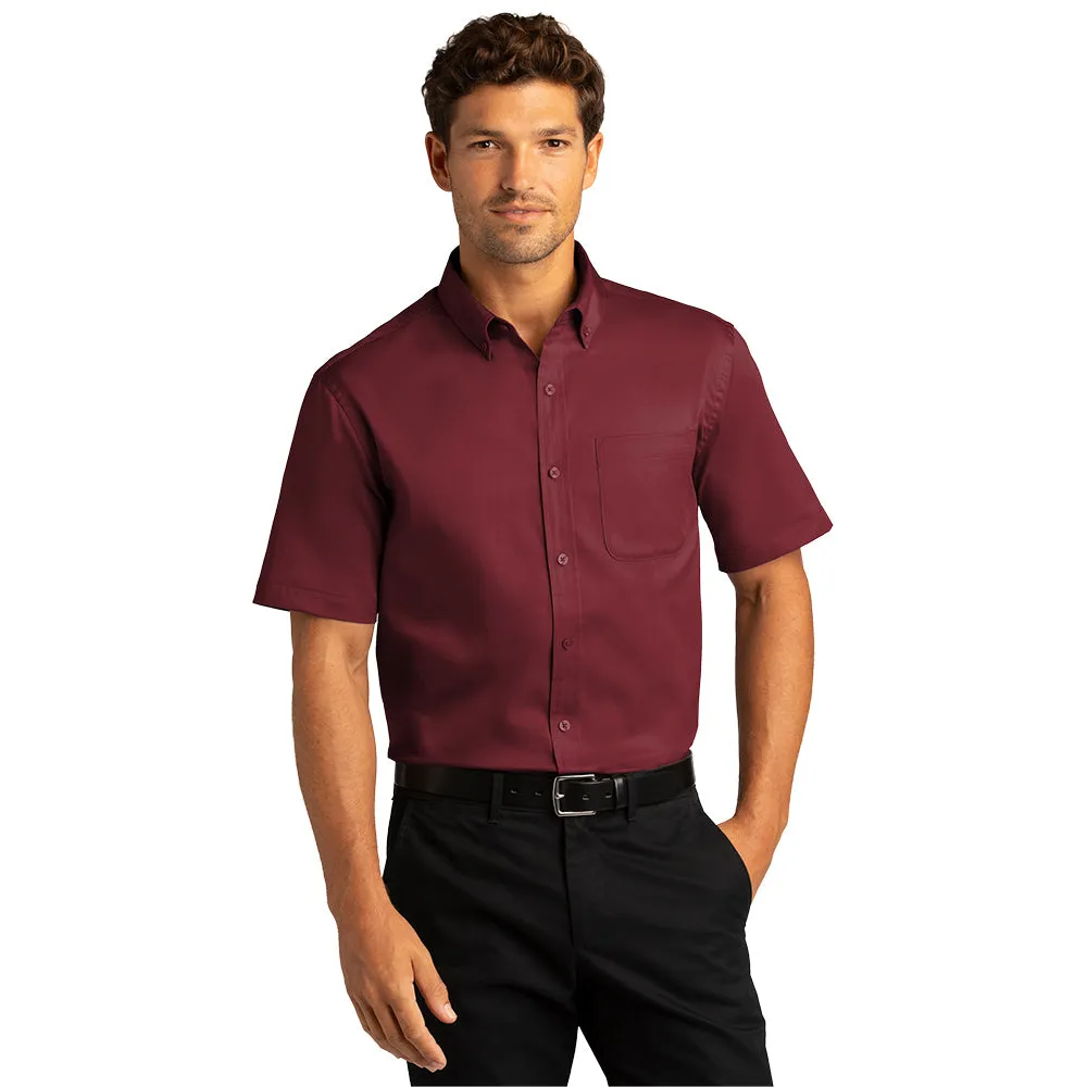 Port Authority® Short Sleeve SuperPro React™ Twill Shirt - Burgundy