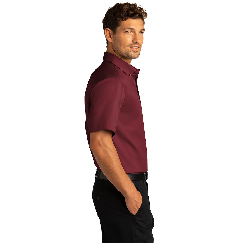 Port Authority® Short Sleeve SuperPro React™ Twill Shirt - Burgundy