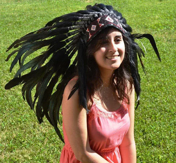 PRICE REDUCED X09 Black feather Headdress.