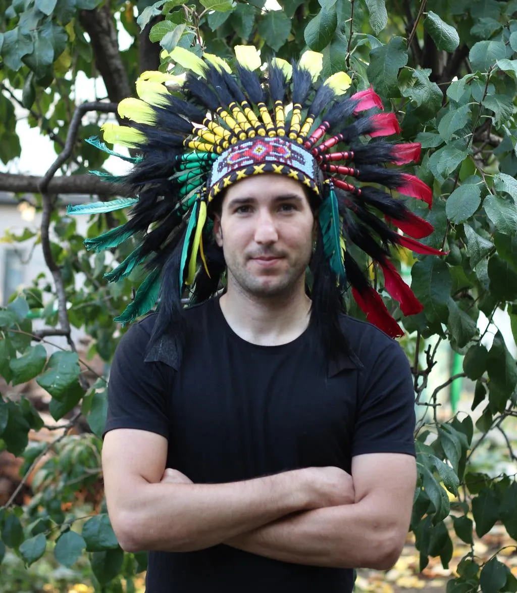 PRICE REDUCED X48 Rasta Spirit Colorful Feather Headdress