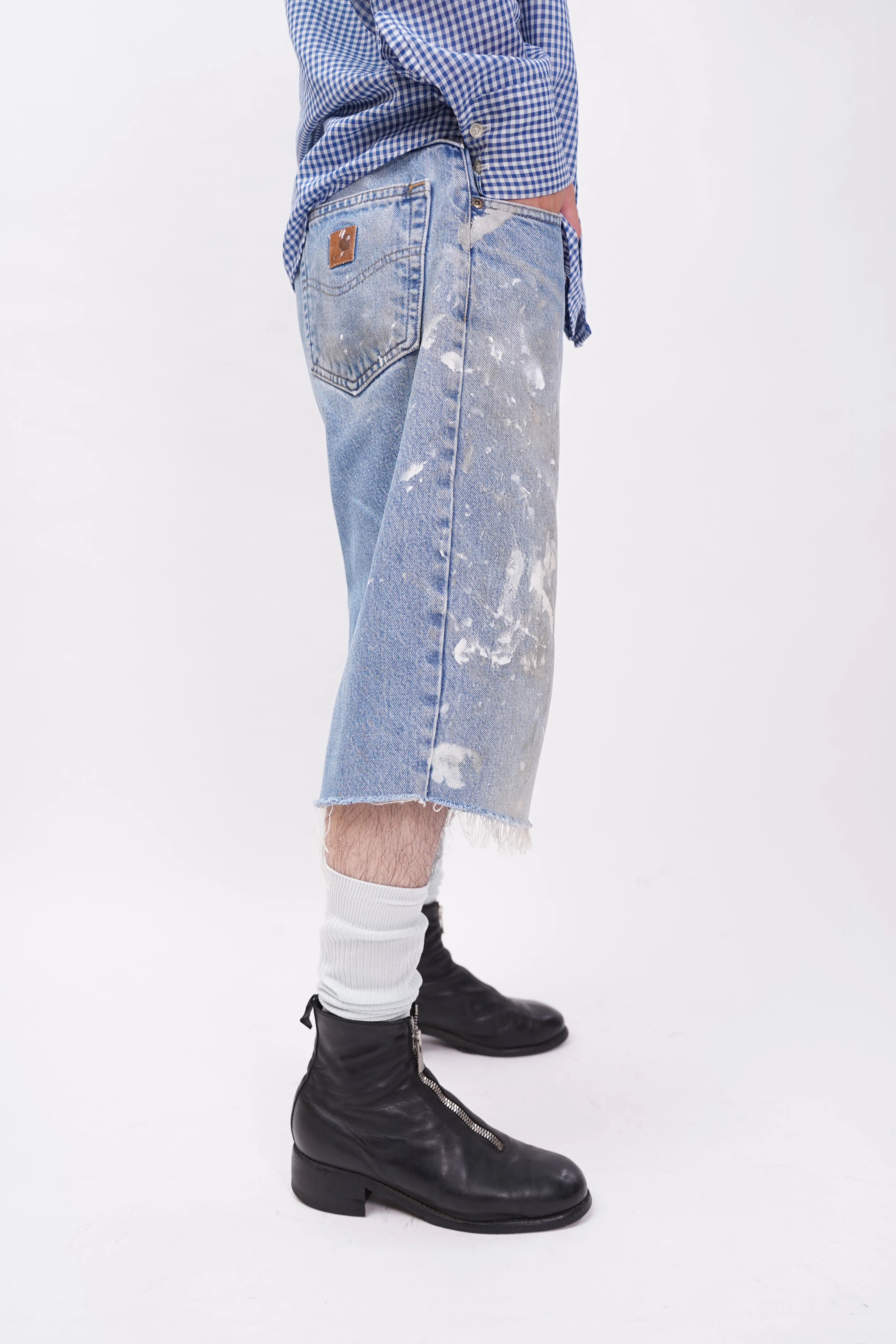 "Carhartt" -Painted Cut-Off Denim Shorts-