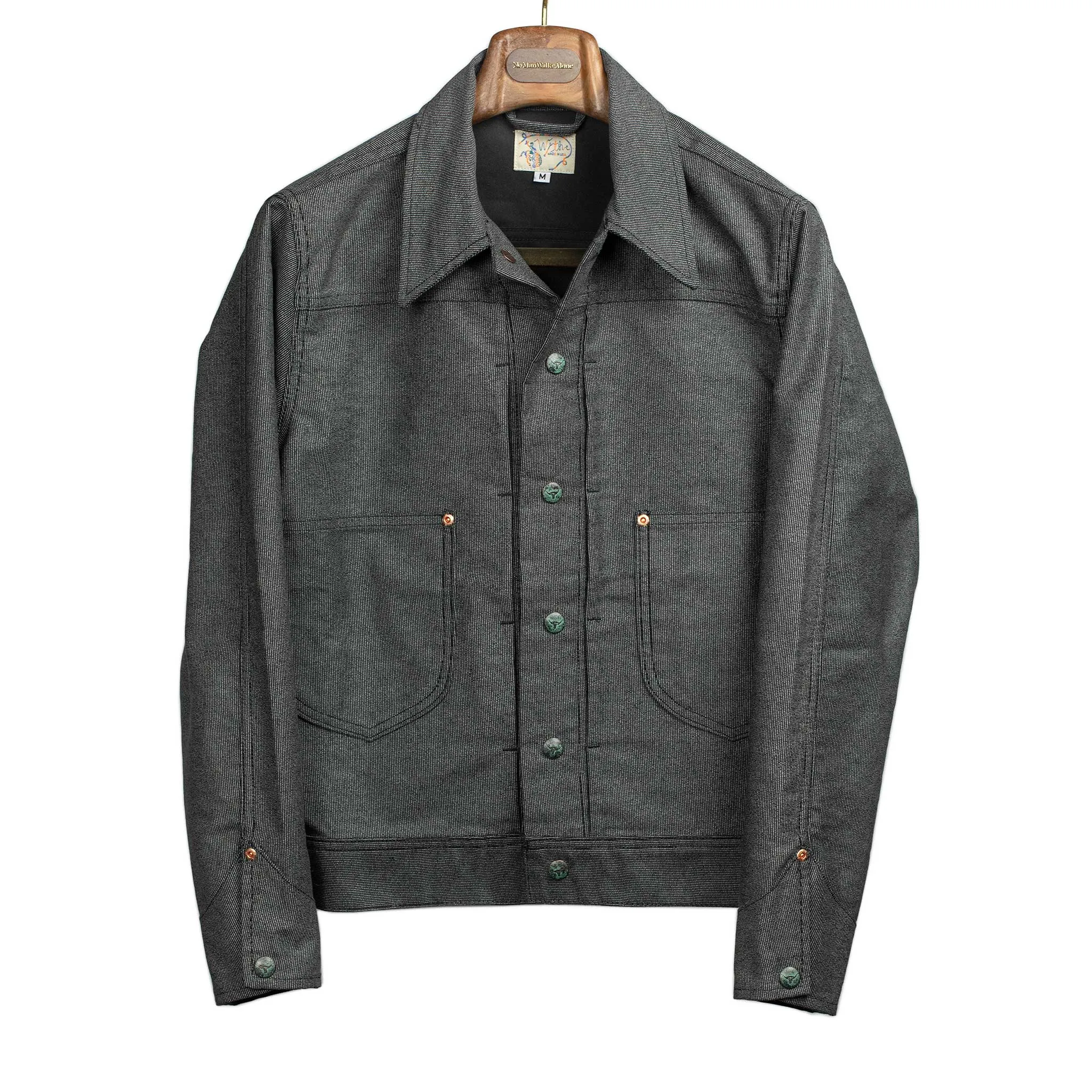 Ranch Jacket in charcoal smoke Wabash stripe Japanese cotton