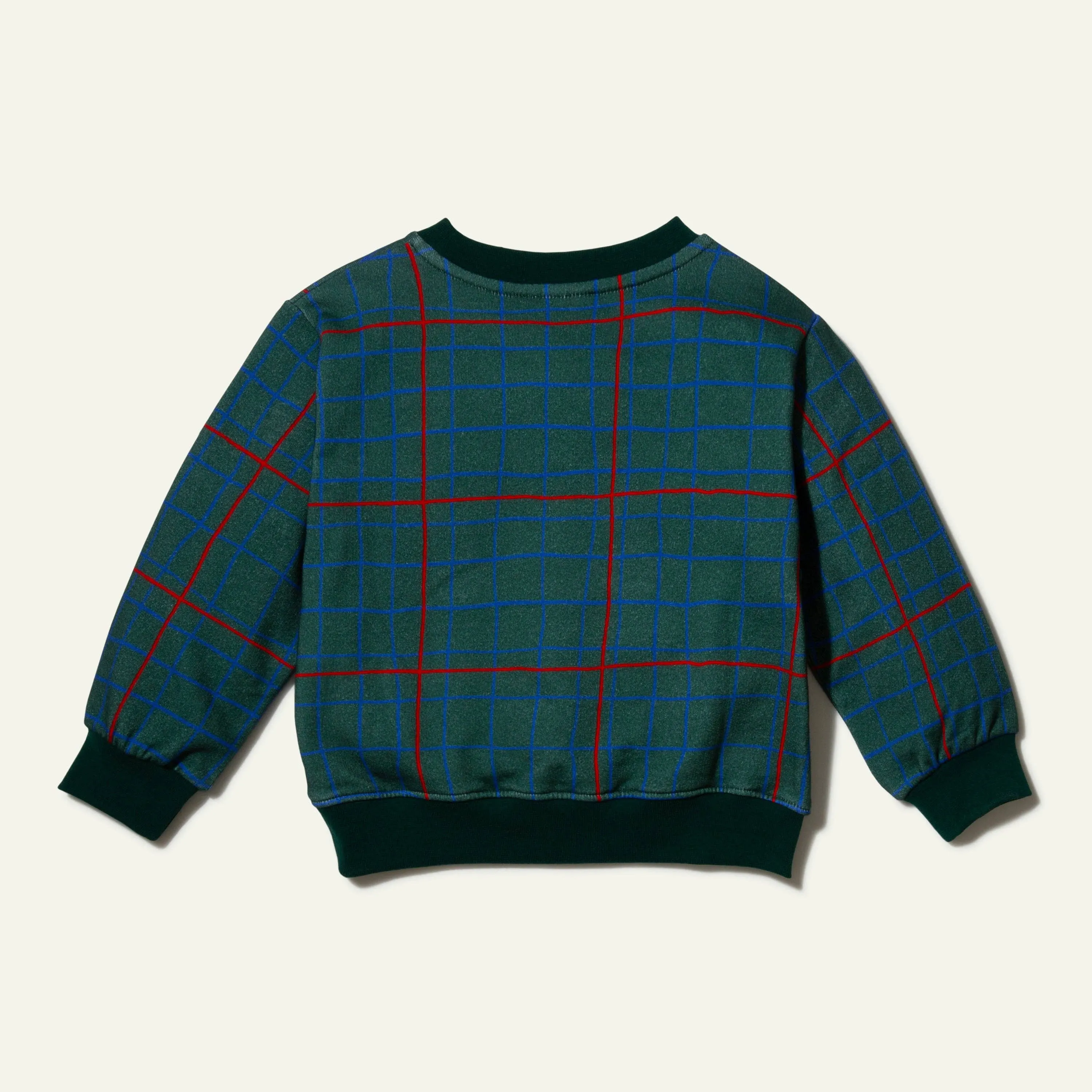 Recycled Cotton Grid Kid Sweatshirt | Pine Green Multi