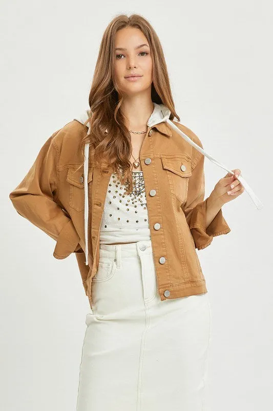 RISEN Mocha Denim Jacket with Hoodie