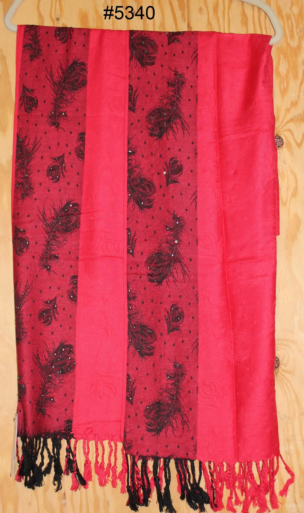 Shawl 5342 Red Winter Wear Pashmina Angora Kashmiri Shawl Wrap Shieno