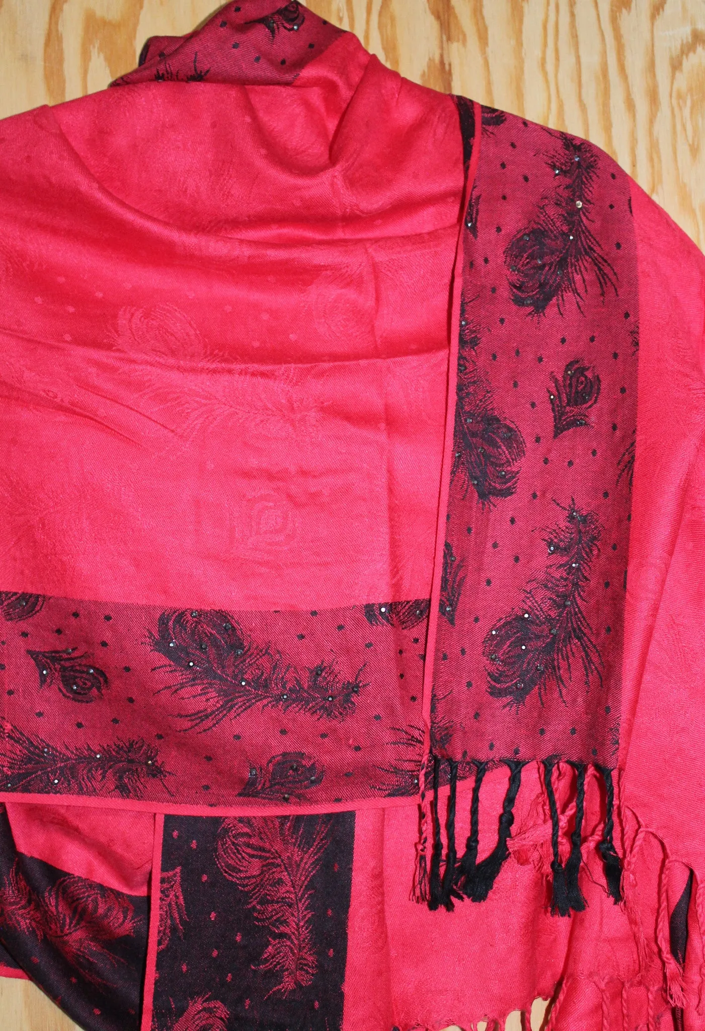 Shawl 5342 Red Winter Wear Pashmina Angora Kashmiri Shawl Wrap Shieno