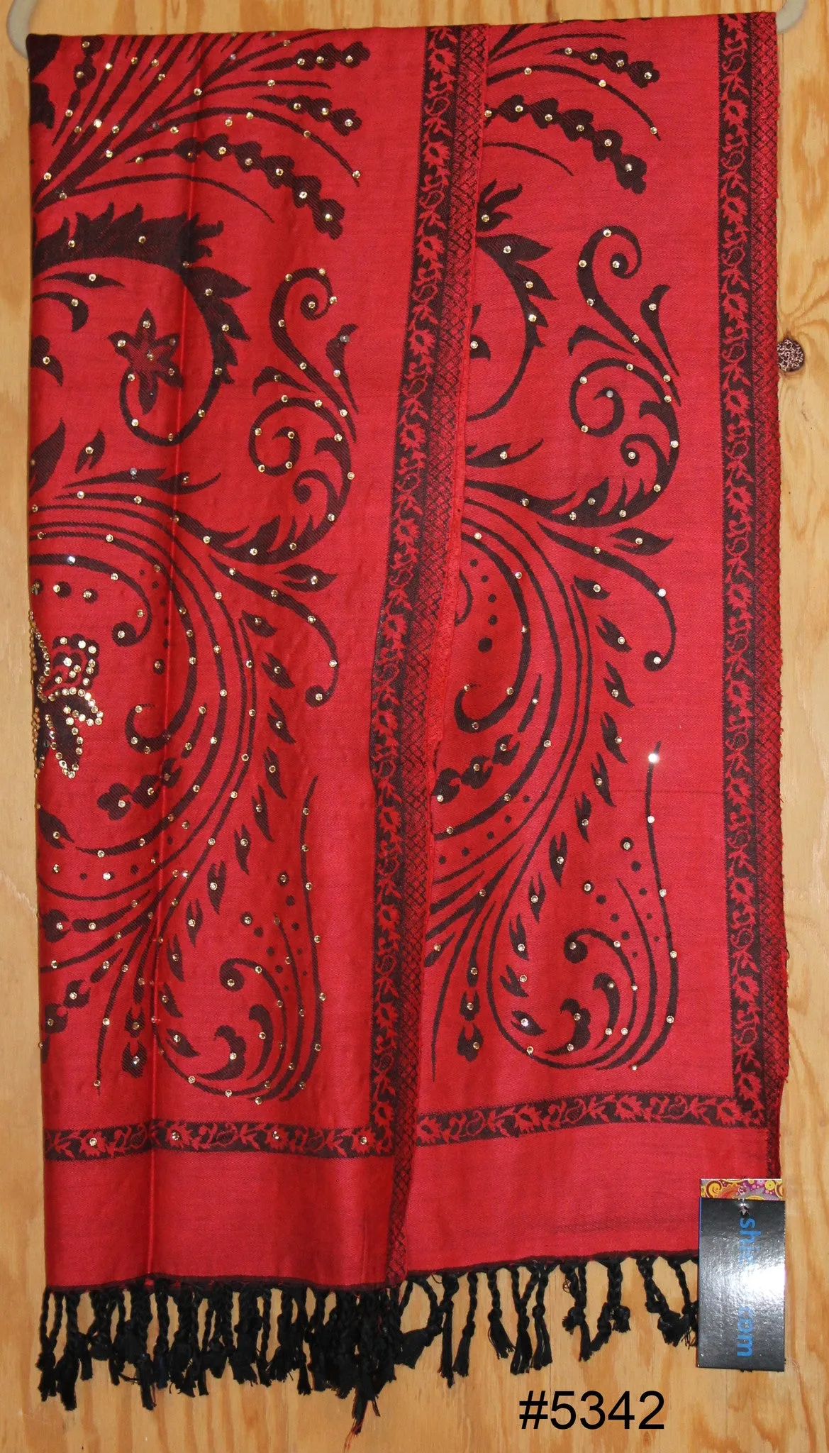 Shawl 5342 Red Winter Wear Pashmina Angora Kashmiri Shawl Wrap Shieno