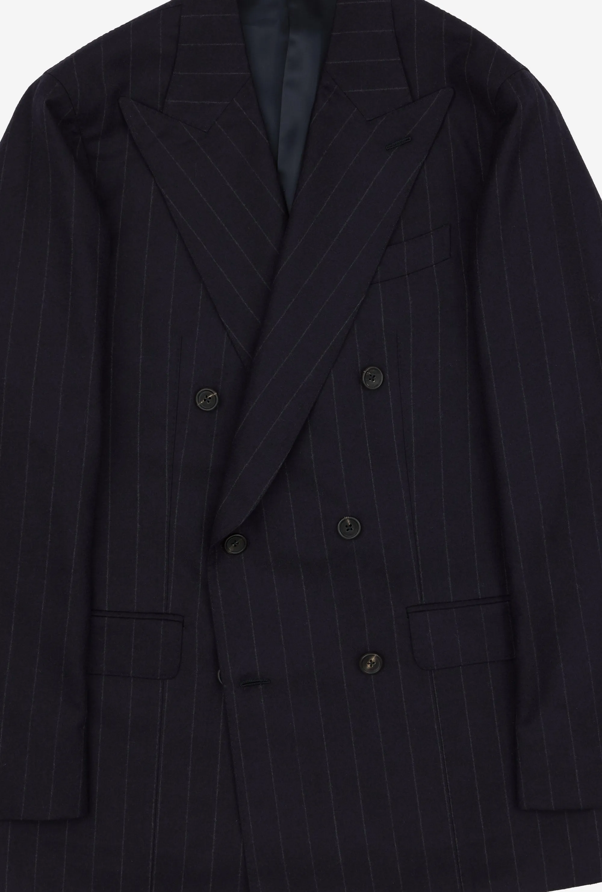 Suit Double Breasted Navy Chalk Stripe Flannel