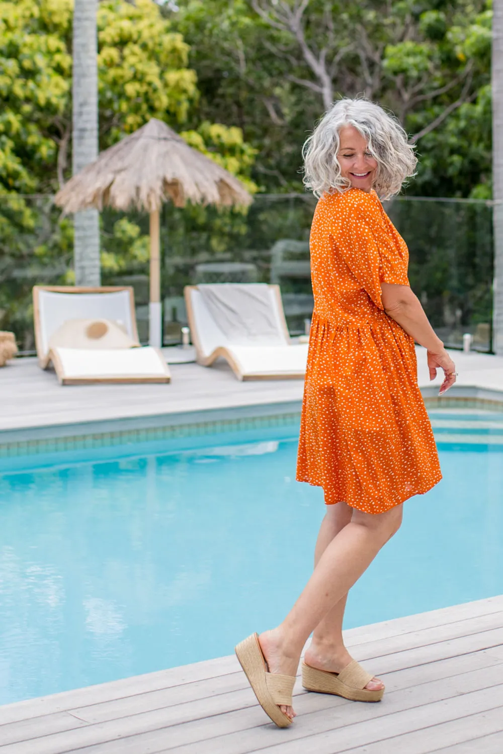 Summer Dress - Messy Polka - Orange