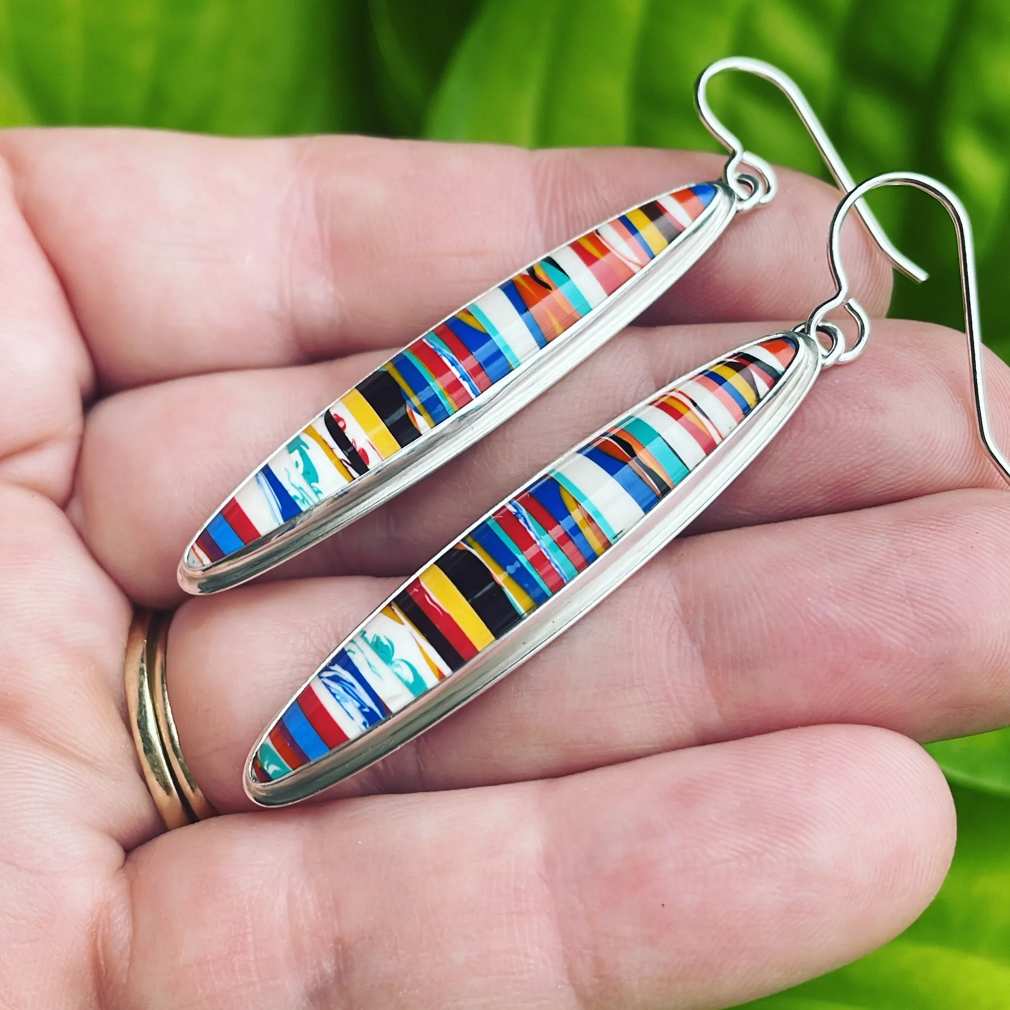 Surfite and Sterling Silver Earrings