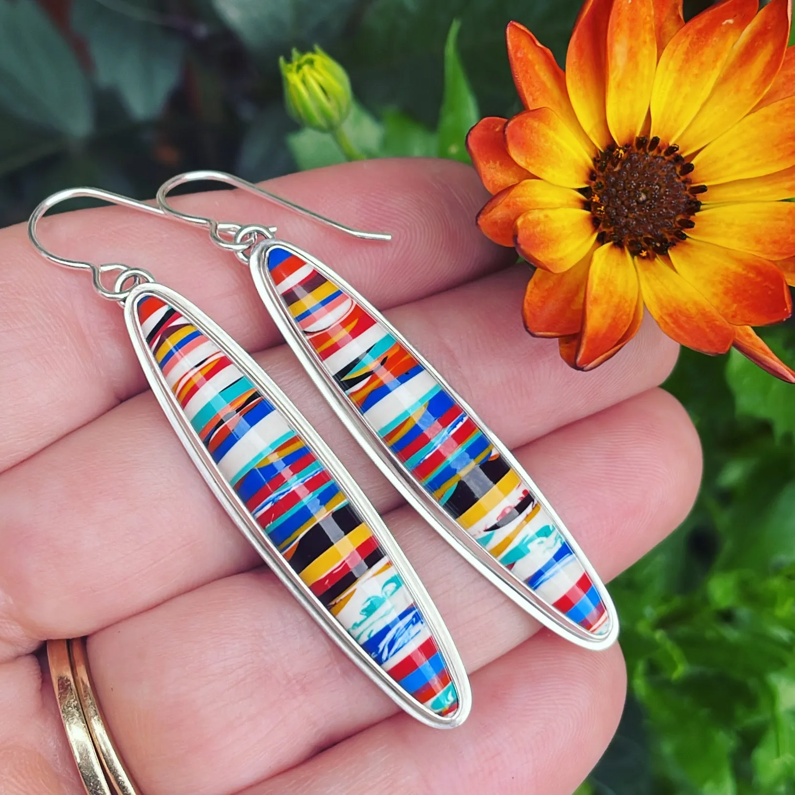 Surfite and Sterling Silver Earrings