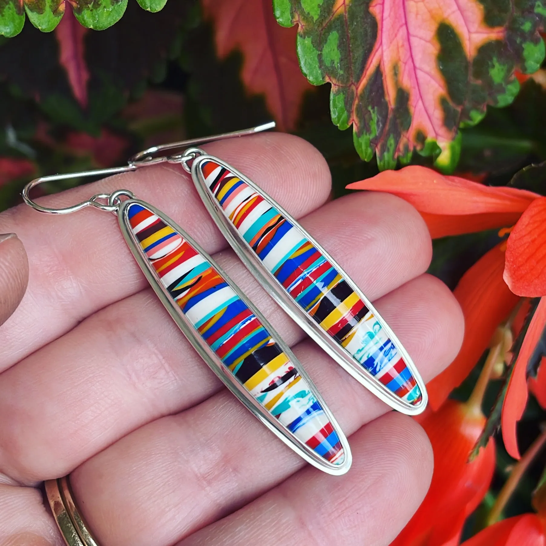 Surfite and Sterling Silver Earrings