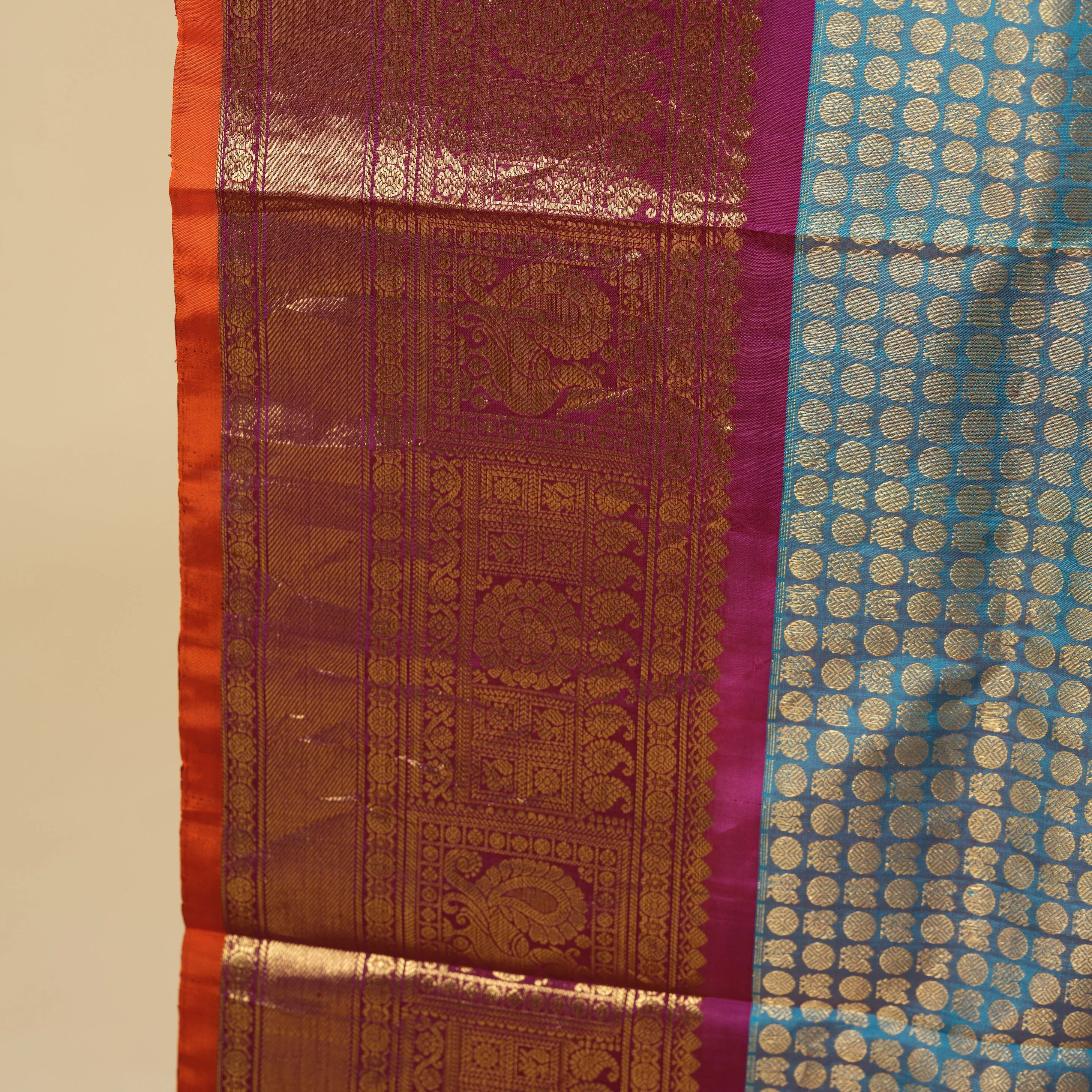 Tuquoise gadwal silk saree and blouse