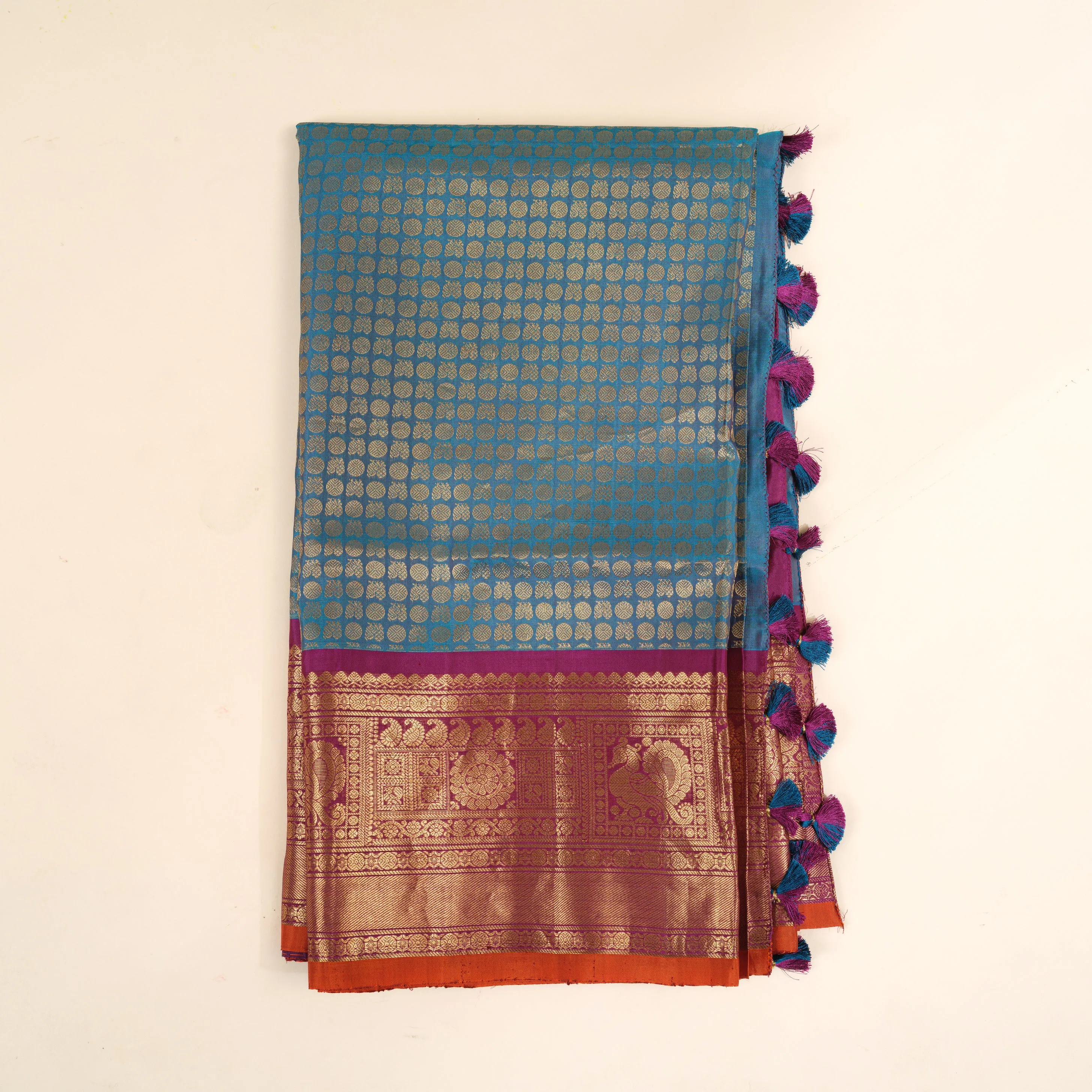 Tuquoise gadwal silk saree and blouse