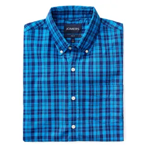 Washed Button Down Shirt - Bleeker Blue Plaid