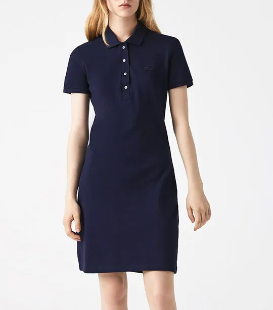 Women's Stretch Cotton Piqué Polo Dress Navy Blue