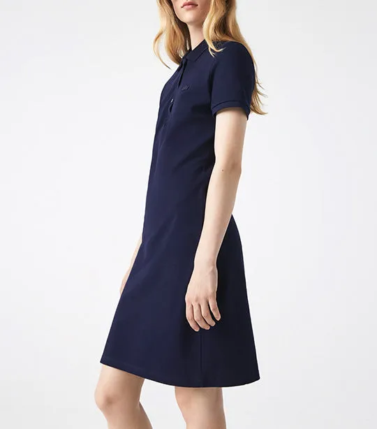 Women's Stretch Cotton Piqué Polo Dress Navy Blue