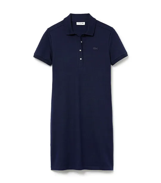 Women's Stretch Cotton Piqué Polo Dress Navy Blue