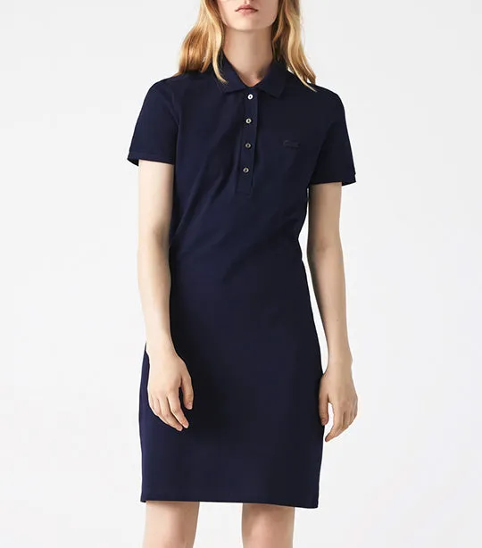 Women's Stretch Cotton Piqué Polo Dress Navy Blue