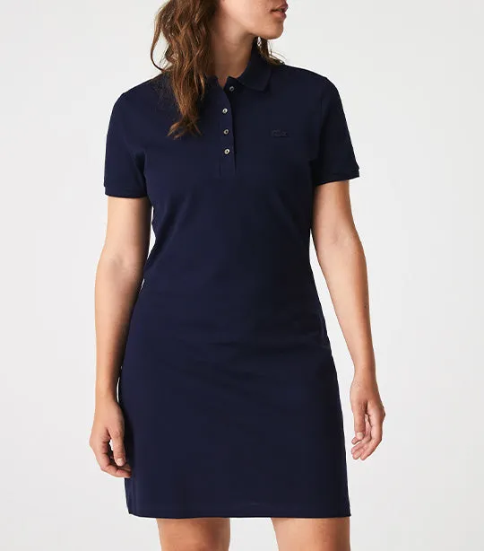 Women's Stretch Cotton Piqué Polo Dress Navy Blue