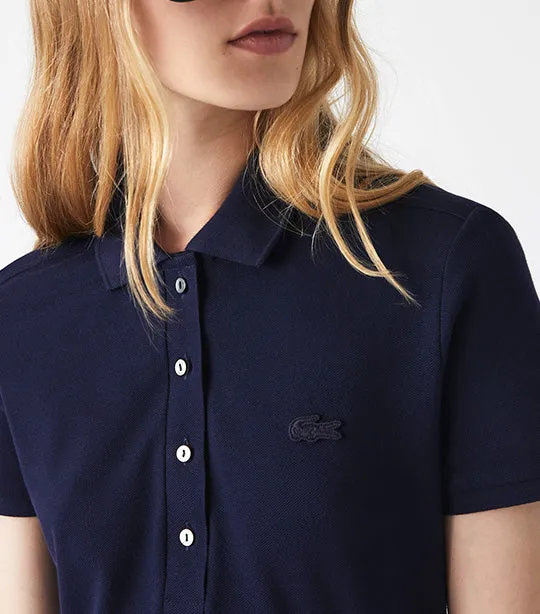 Women's Stretch Cotton Piqué Polo Dress Navy Blue